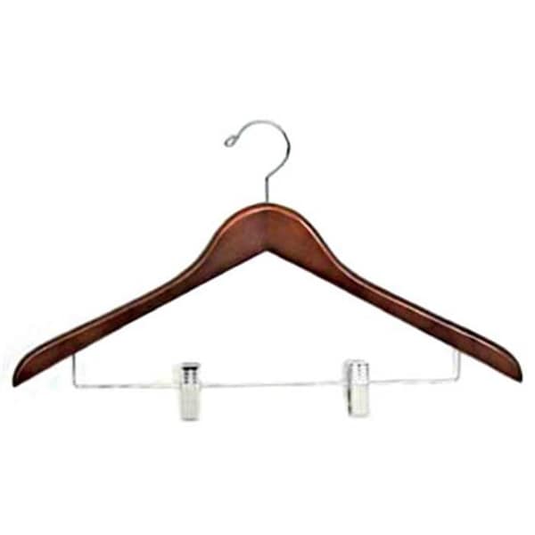 Proman GMD8820 Suit Hanger with Wire Clips Light Walnut - 50 Pieces-Cotton
